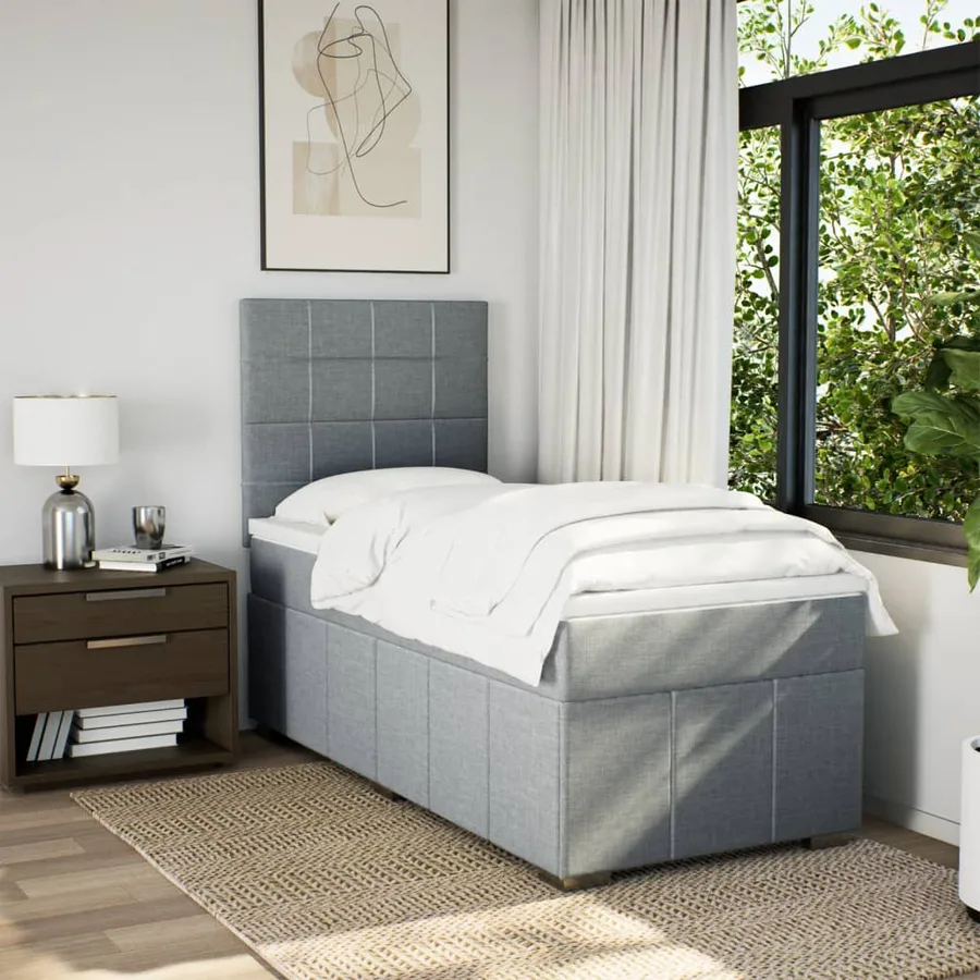 Sommier à lattes de lit et matelas Gris clair 90x190 cm Tissu - 3