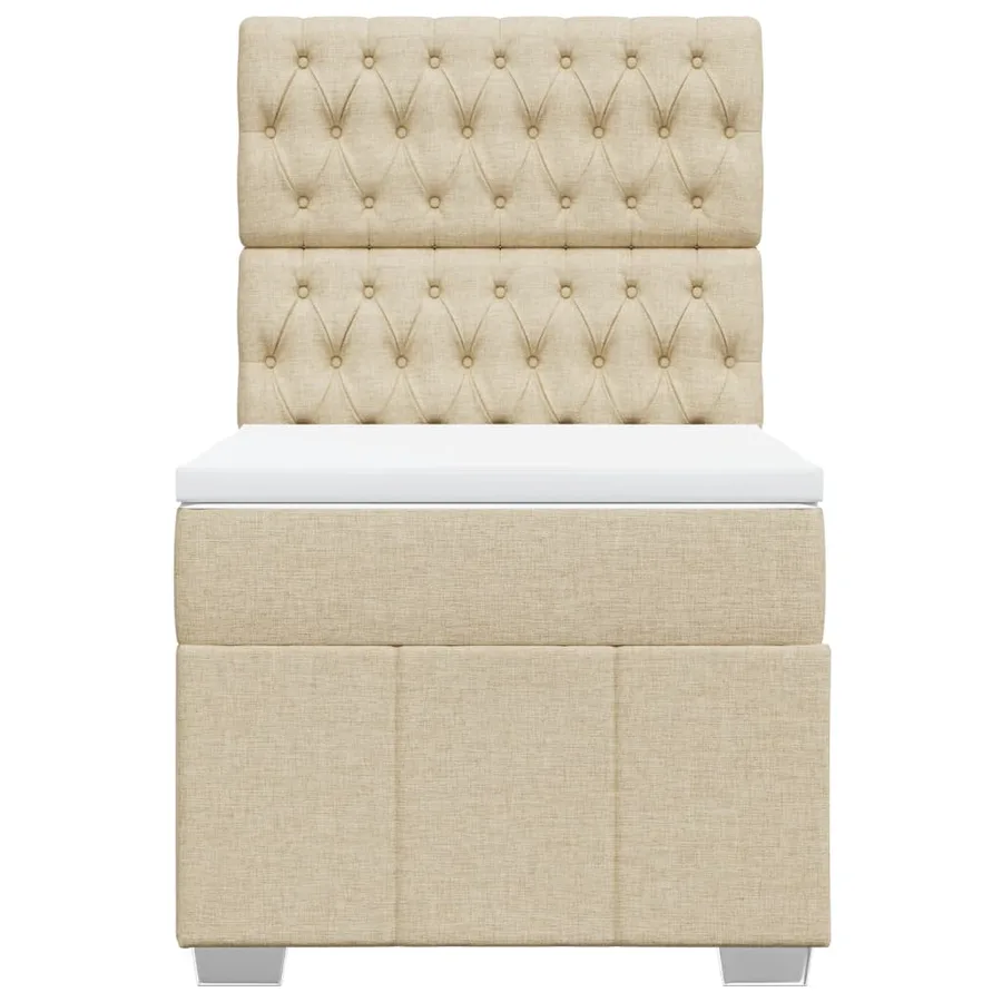 Sommier à lattes de lit et matelas Crème 90x190 cm Tissu - 4
