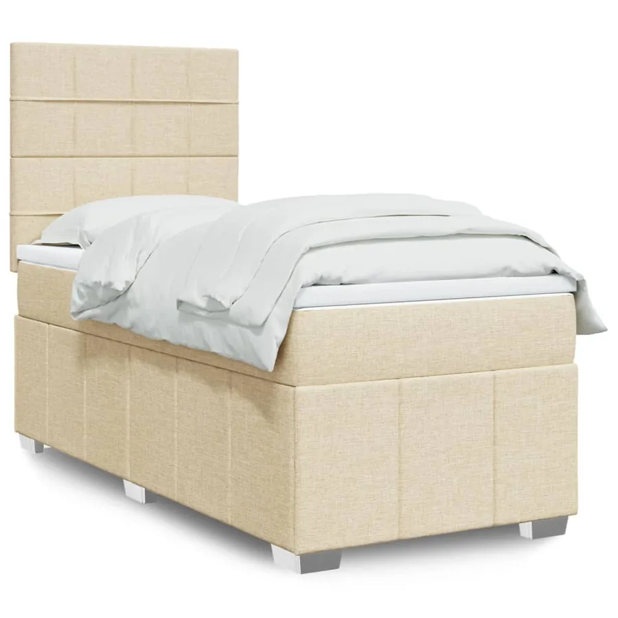Sommier à lattes de lit et matelas Crème 90x190 cm Tissu