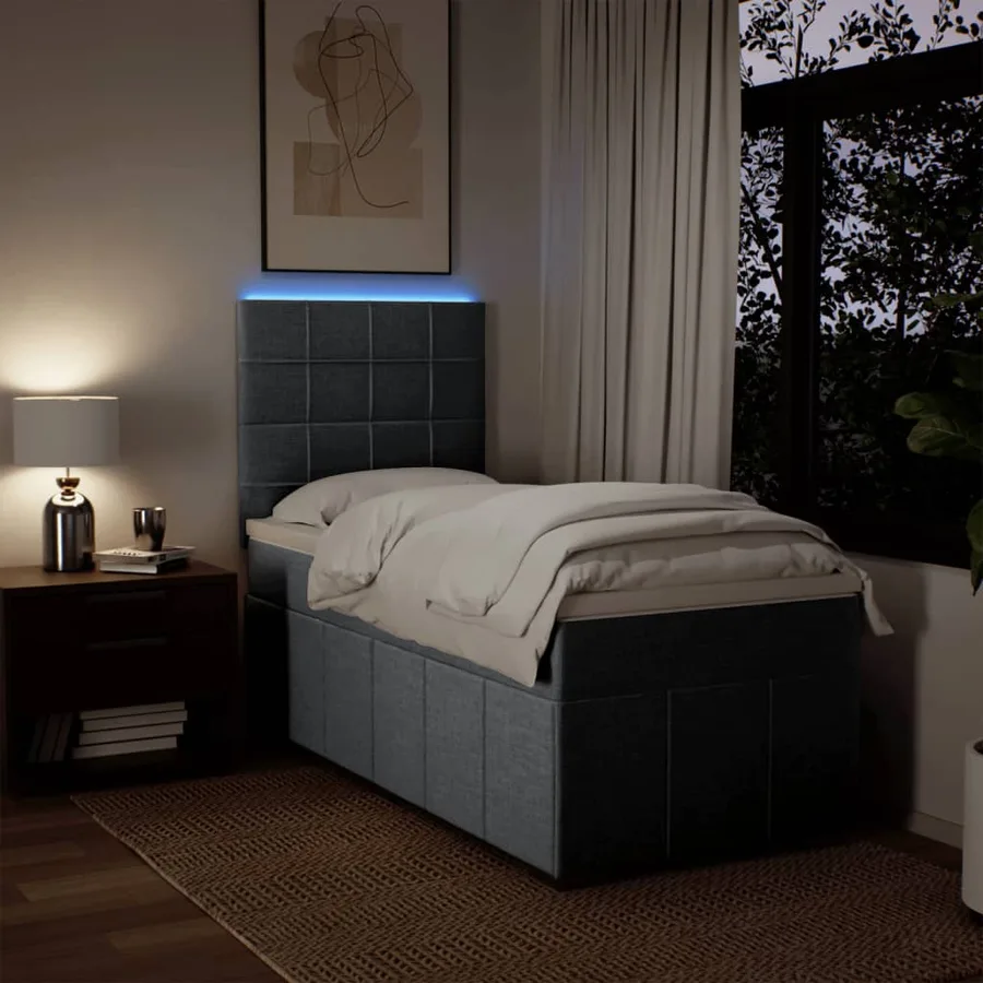 Sommier à lattes de lit et matelas Gris clair 90x190 cm Tissu - 4