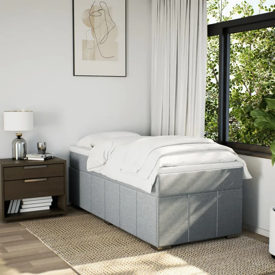 Sommier à lattes de lit et matelas Gris clair 90x190 cm Tissu - 3
