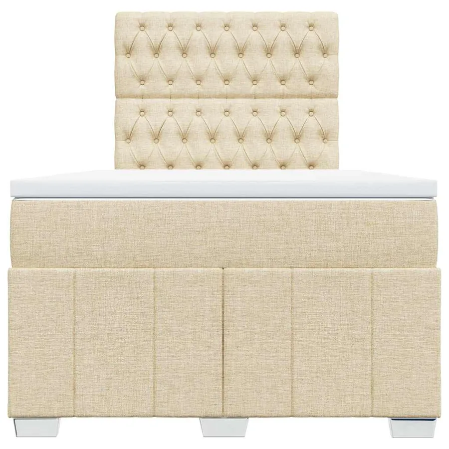 Sommier à lattes de lit avec matelas crème 120x190 cm tissu - 4