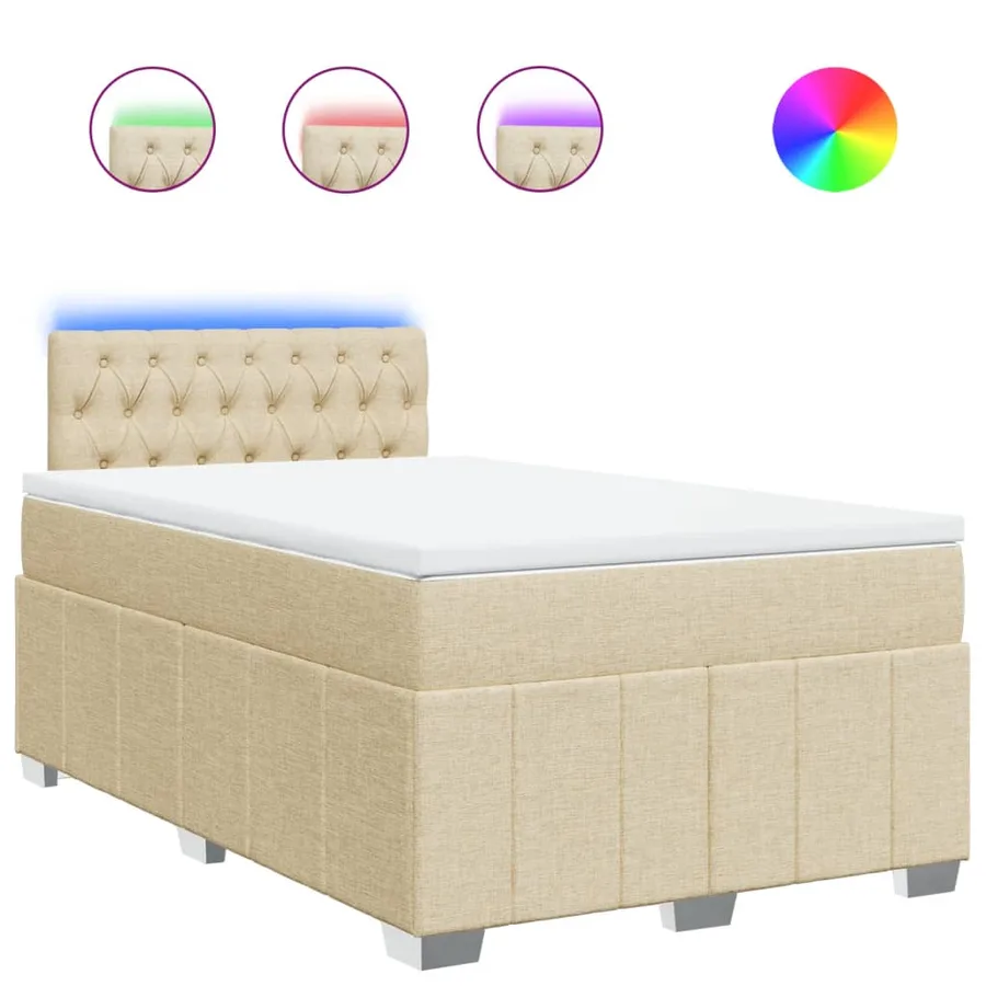 Sommier à lattes de lit avec matelas crème 120x190 cm tissu - 2