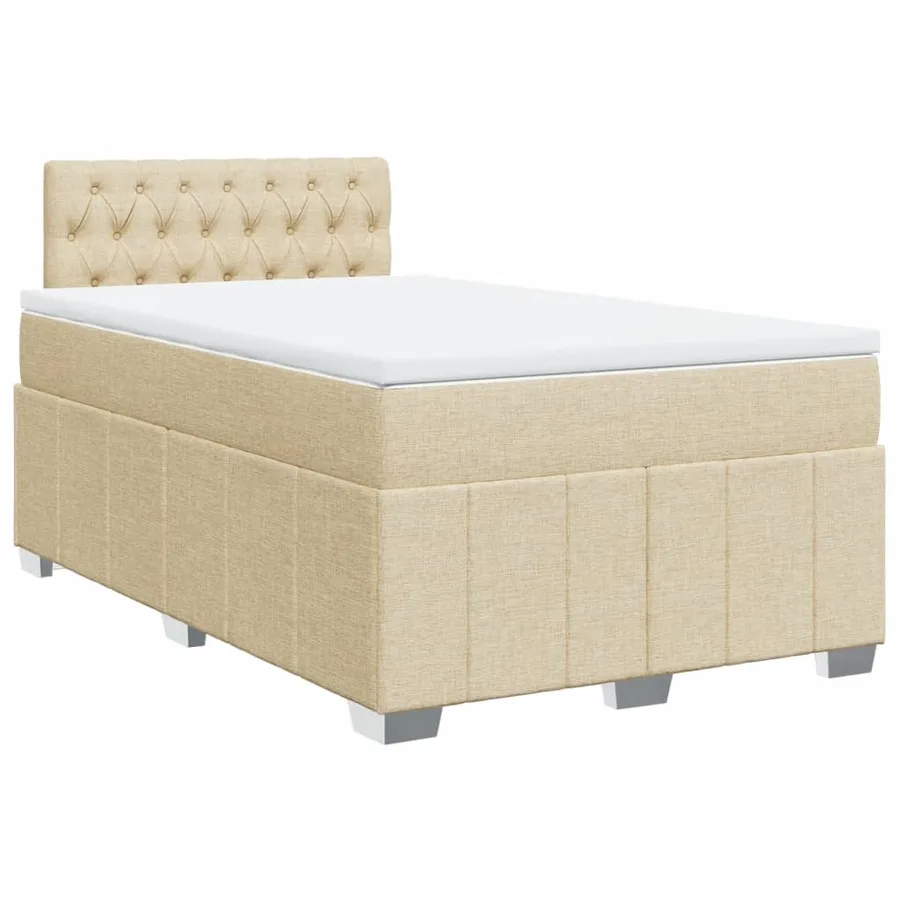 Sommier à lattes de lit avec matelas crème 120x190 cm tissu - 3