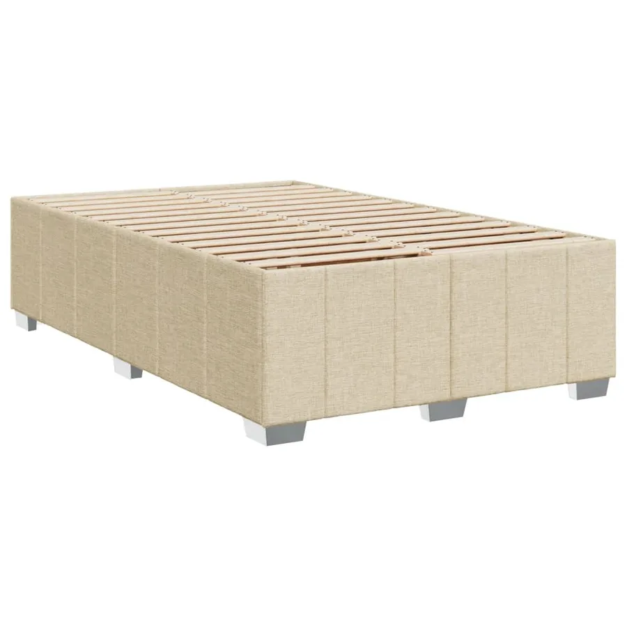Sommier à lattes de lit avec matelas crème 120x190 cm tissu - 9