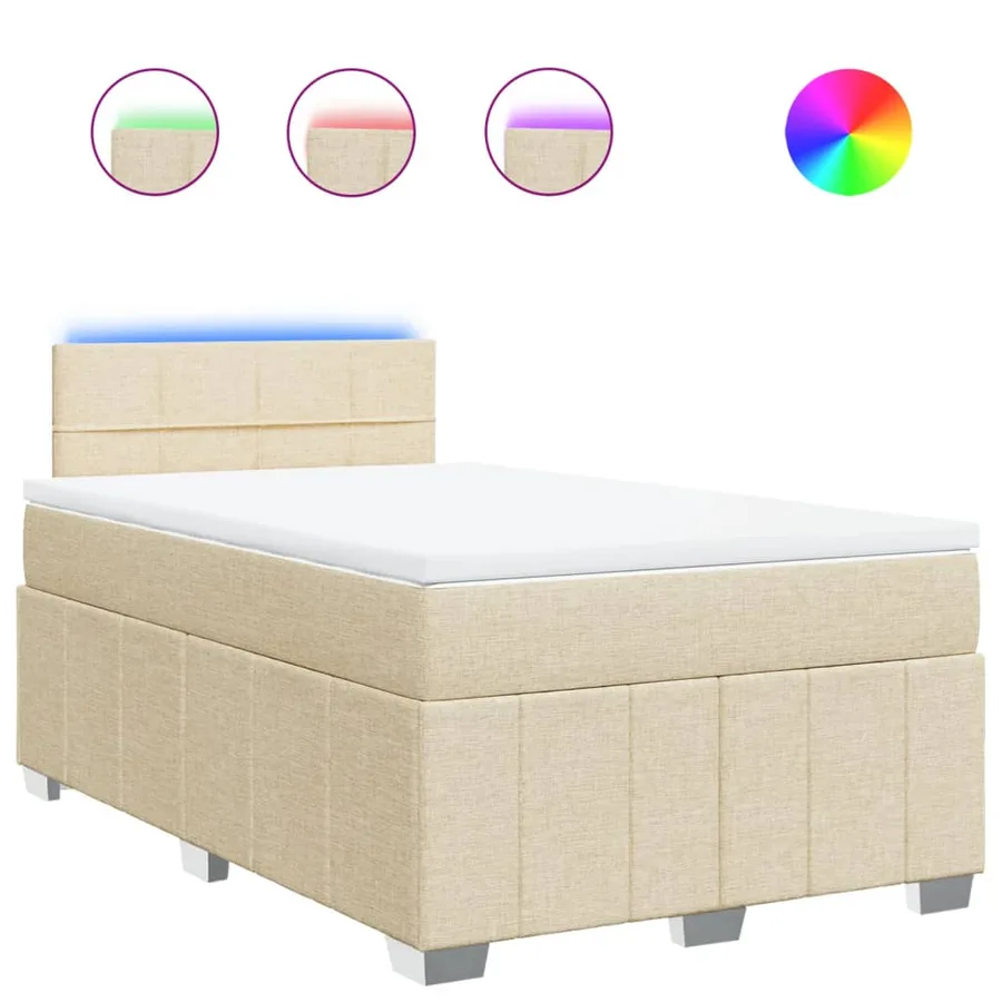 Sommier à lattes de lit avec matelas crème 120x190 cm tissu - 2