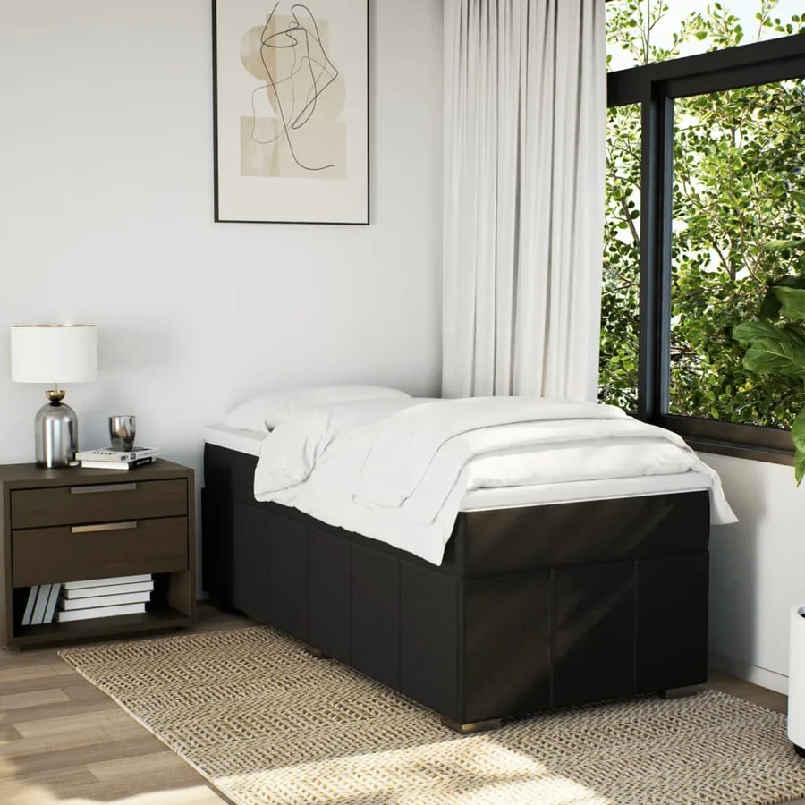 Sommier à lattes de lit avec matelas Noir 90x190 cm Tissu - 3