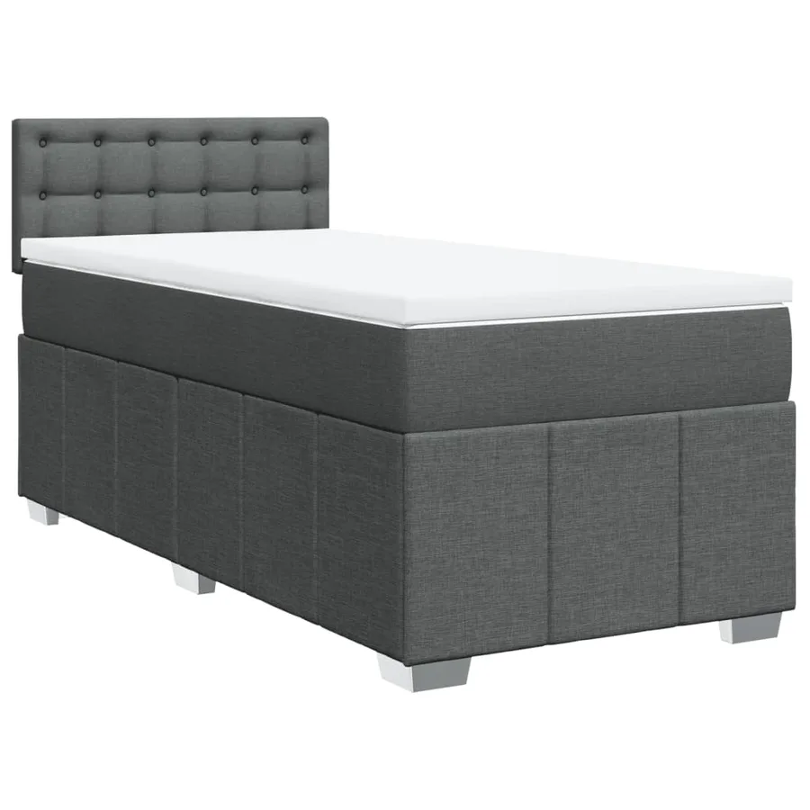 Sommier à lattes de lit et matelas Gris foncé 90x190 cm Tissu - 2