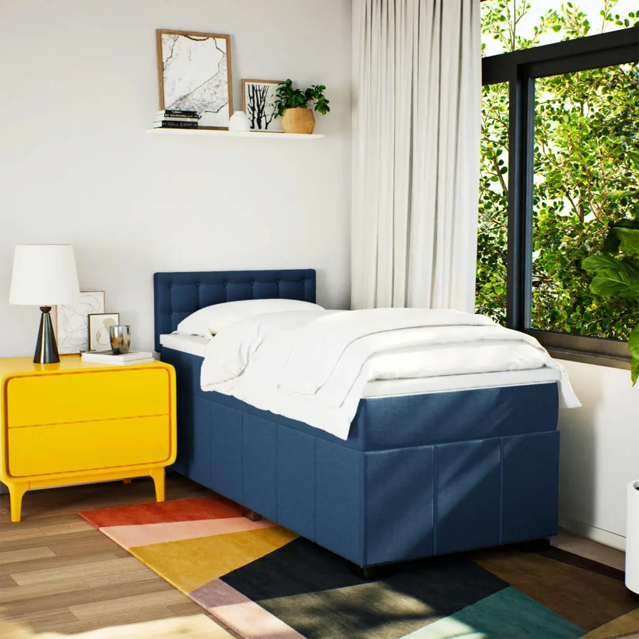 Sommier à lattes de lit avec matelas Bleu 90x200 cm Tissu - 3