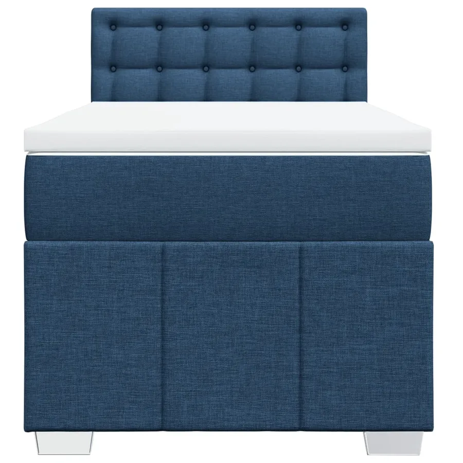 Sommier à lattes de lit avec matelas Bleu 90x200 cm Tissu - 4