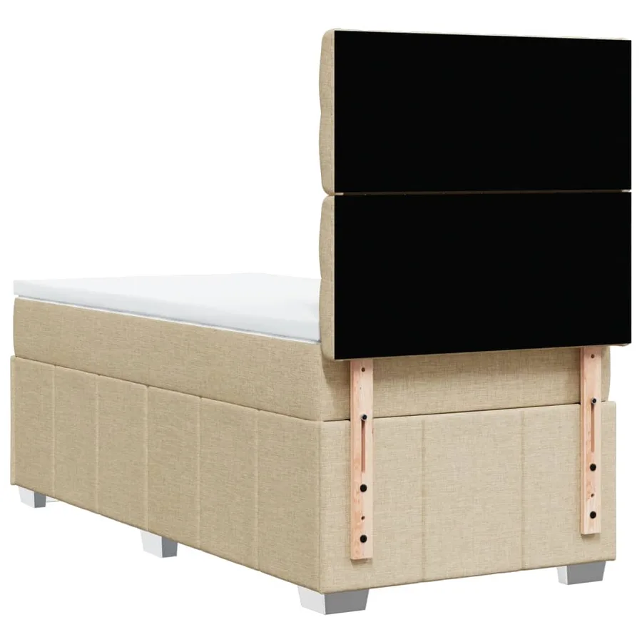 Sommier à lattes de lit avec matelas Crème 90x200 cm Tissu - 8