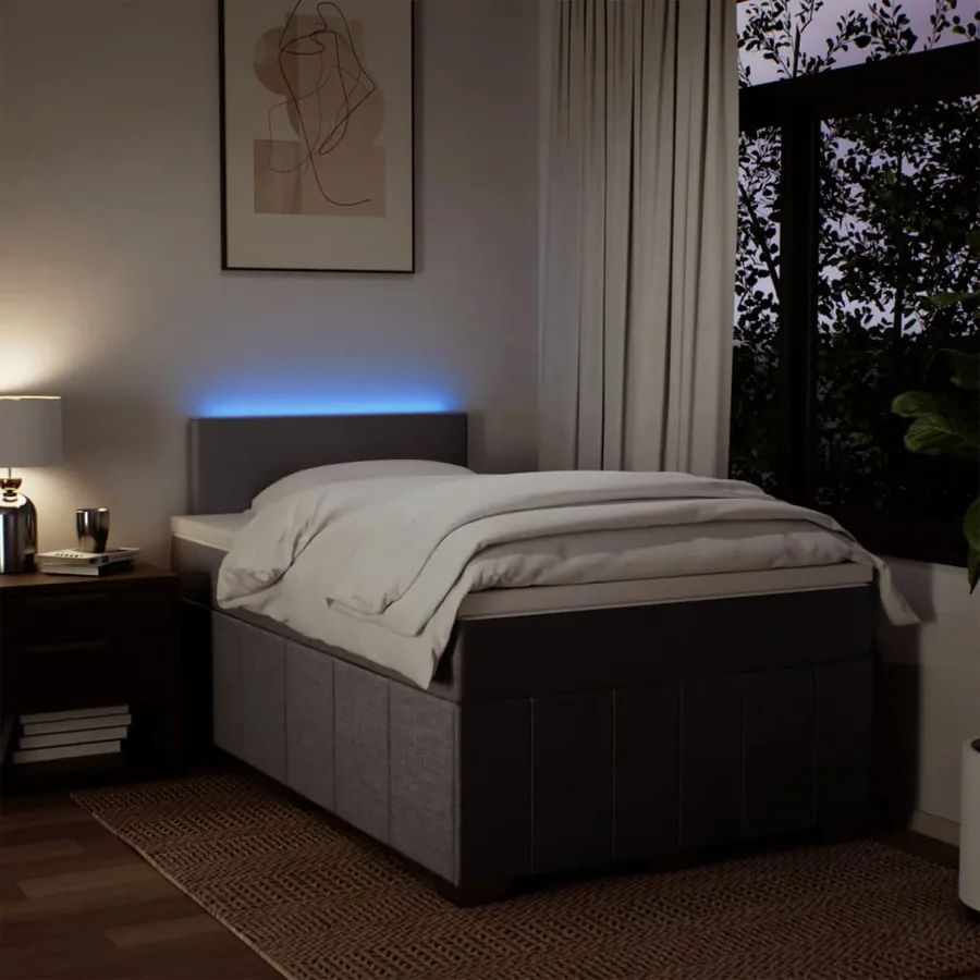 Sommier à lattes de lit avec matelas taupe 120x190 cm tissu - 4