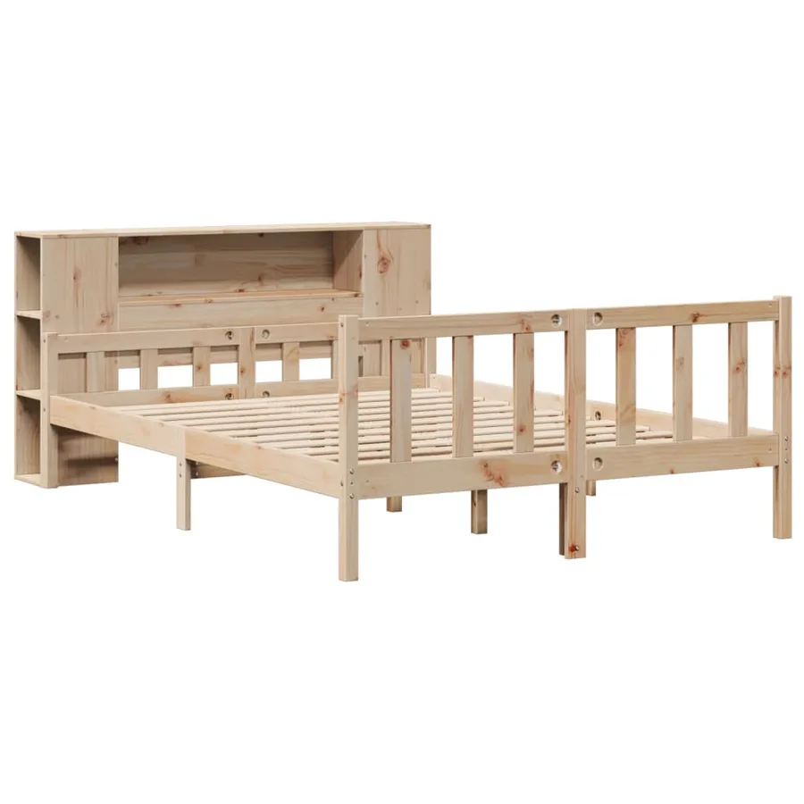 Lit bibliothèque sans matelas 160x200 cm bois massif de pin - 3