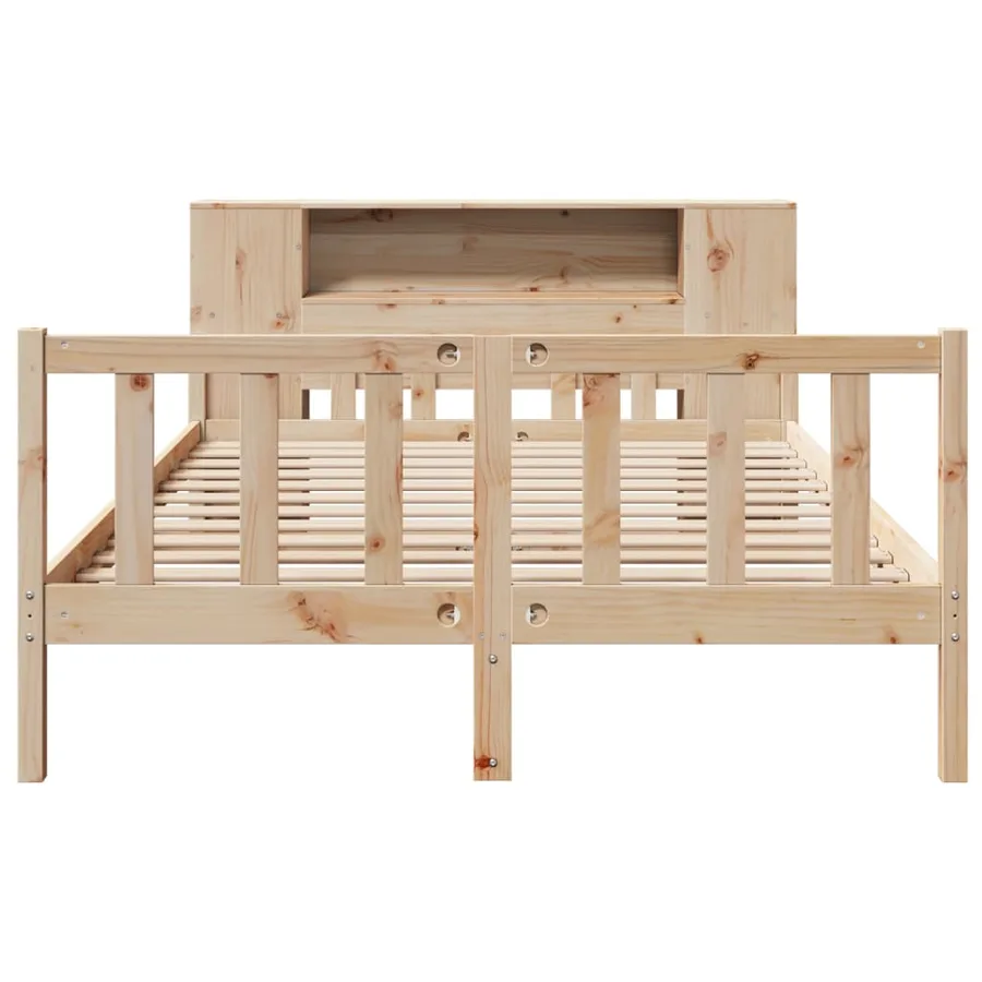 Lit bibliothèque sans matelas 160x200 cm bois massif de pin - 4