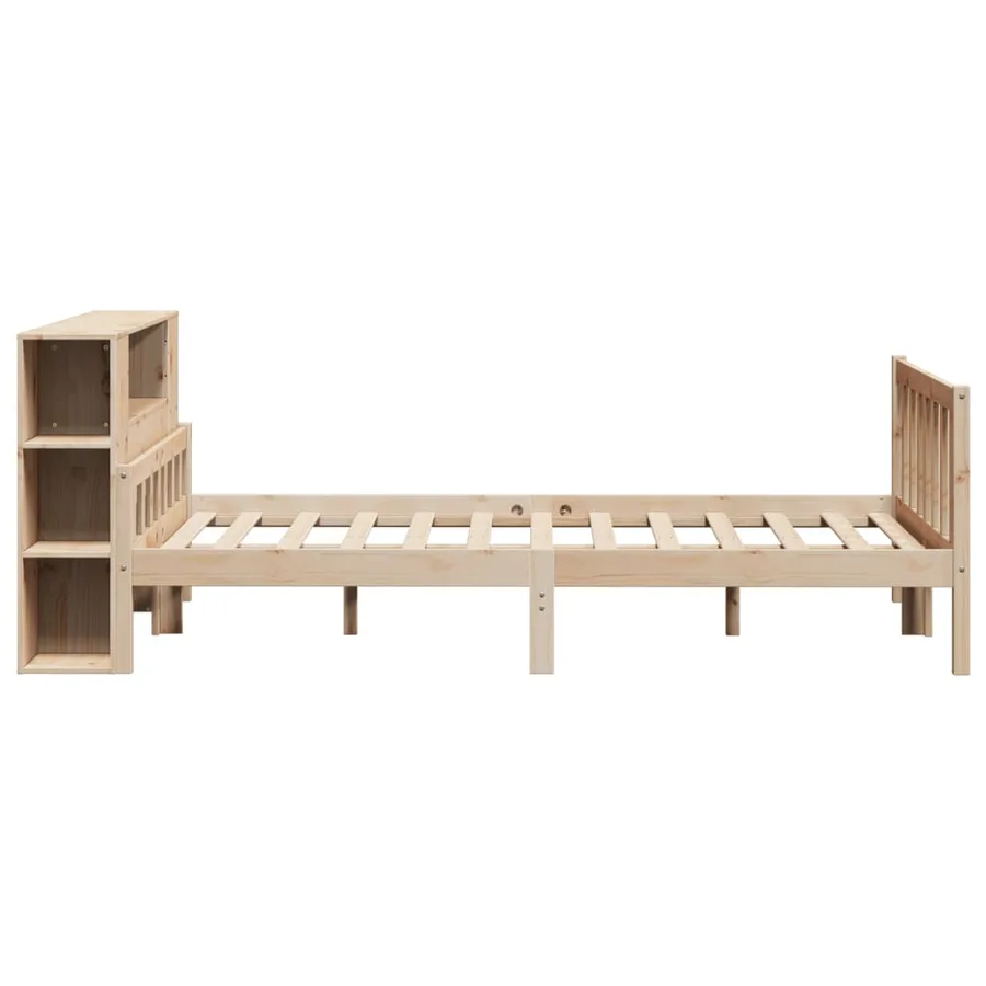 Lit bibliothèque sans matelas 160x200 cm bois massif de pin - 5