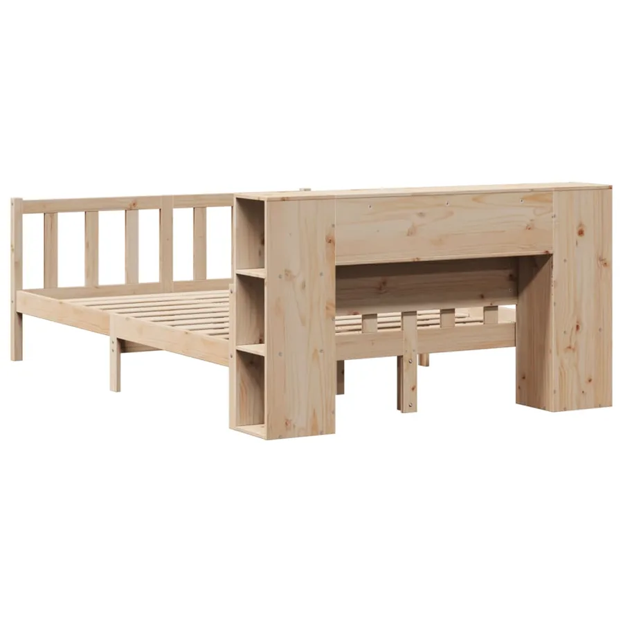 Lit bibliothèque sans matelas 160x200 cm bois massif de pin - 6