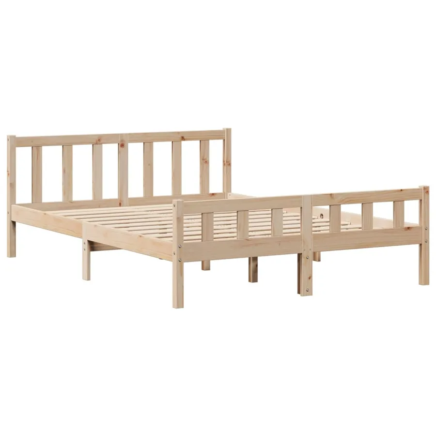 Lit bibliothèque sans matelas 160x200 cm bois massif de pin - 8
