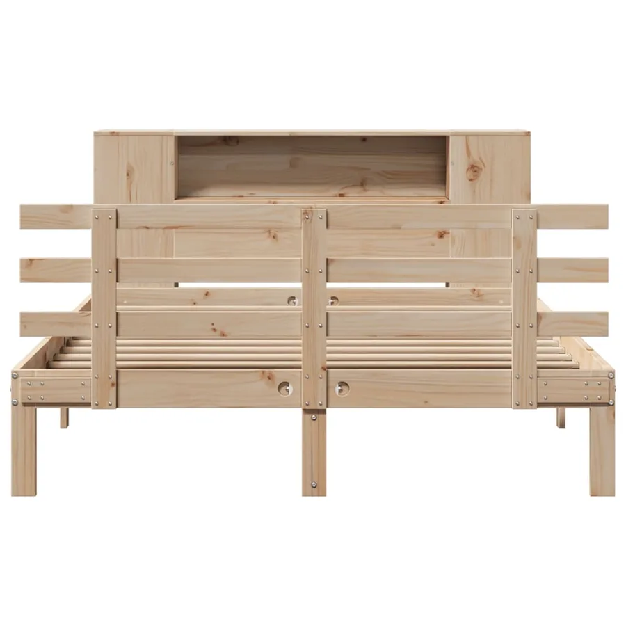 Lit bibliothèque sans matelas 160x200 cm bois massif de pin - 4
