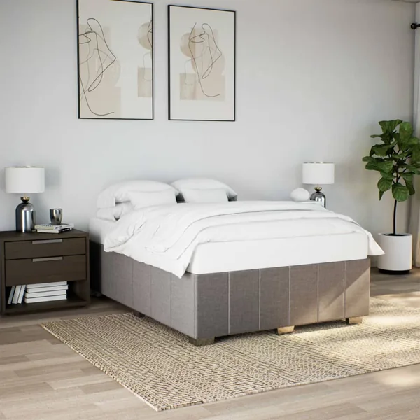 Cadre de lit sans matelas taupe 160x200 cm tissu