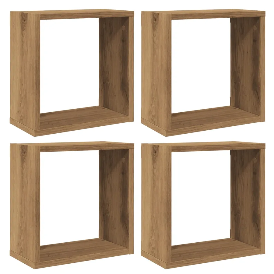 Étagères cube murales 4 pcs chêne artisanal bois d'ingénierie - 2