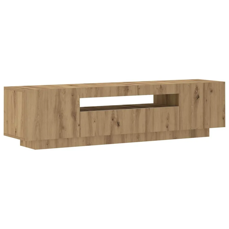 Meuble TV avec lumières LED chêne artisanal bois d'ingénierie - 6