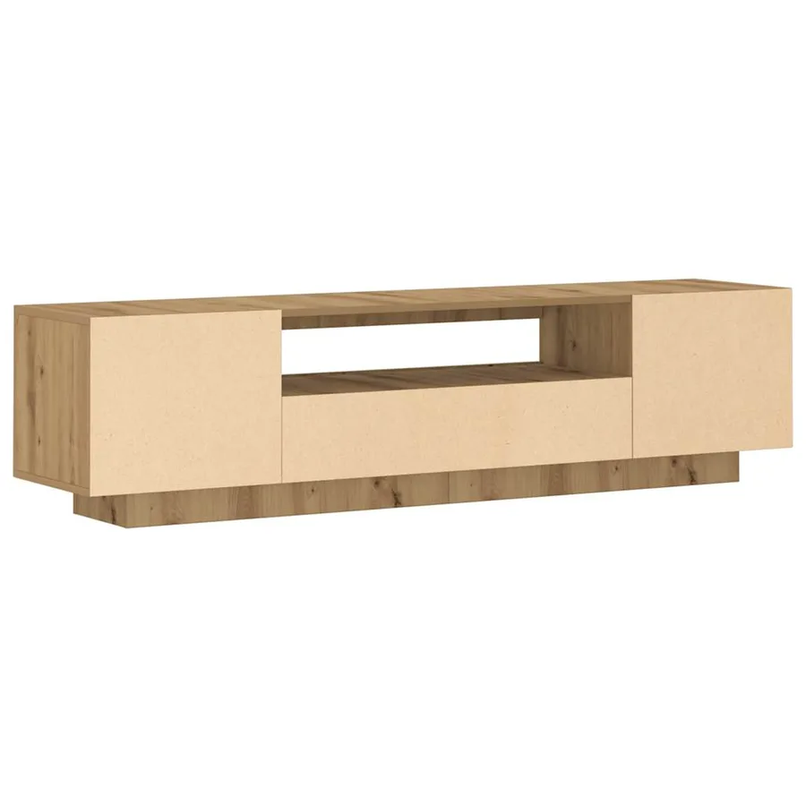 Meuble TV avec lumières LED chêne artisanal bois d'ingénierie - 9