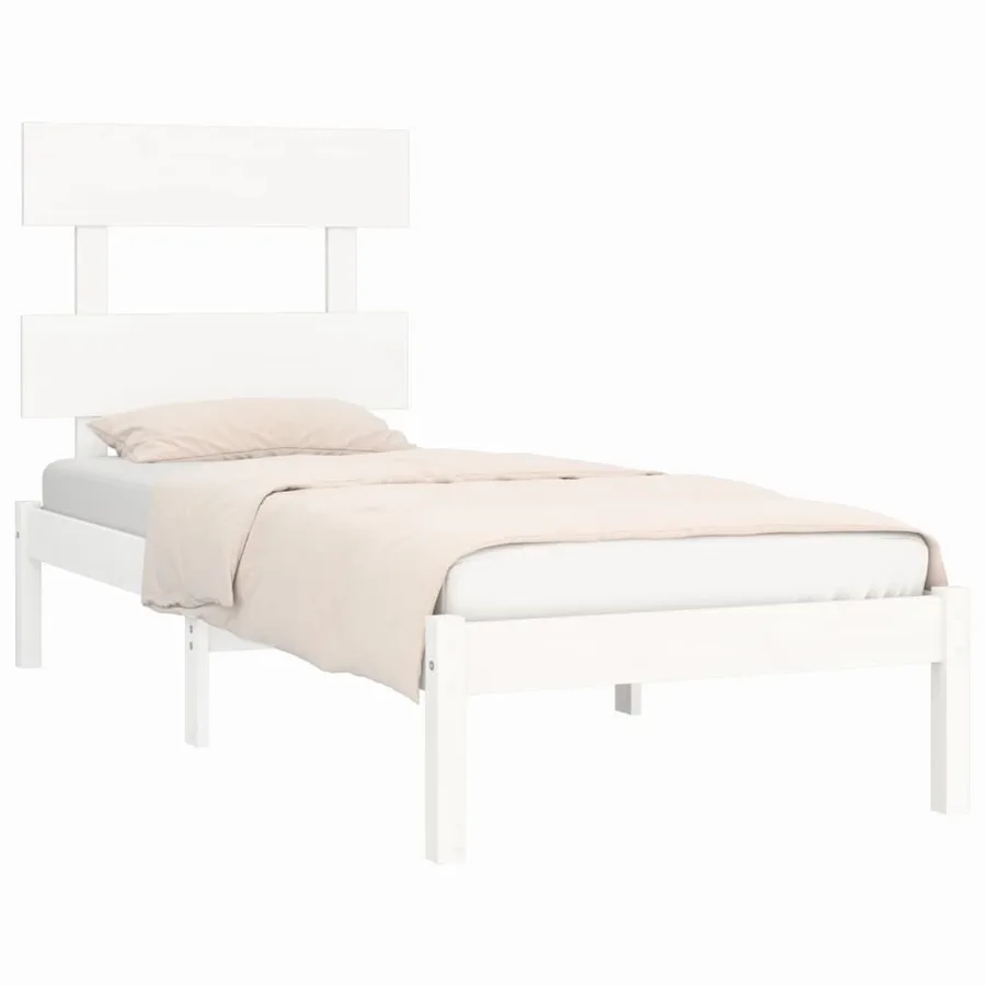 Cadre de lit sans matelas blanc 90x200 cm bois massif - 3