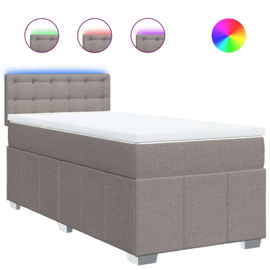 Sommier à lattes de lit avec matelas Taupe 90x190 cm Tissu - 2