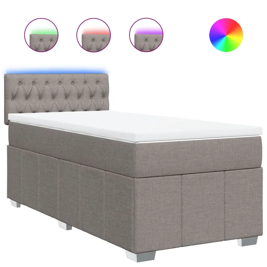 Sommier à lattes de lit avec matelas Taupe 90x190 cm Tissu - 2