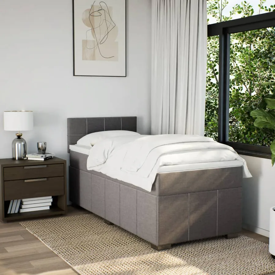 Sommier à lattes de lit avec matelas Taupe 90x190 cm Tissu - 3