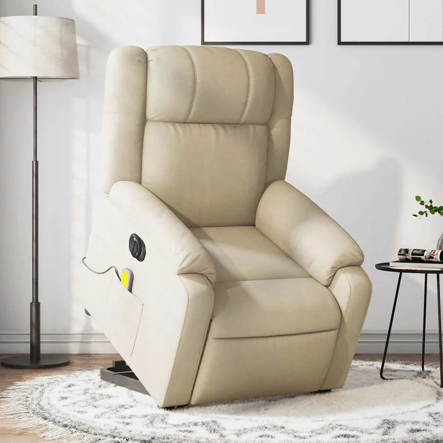 Fauteuil inclinable de massage électrique Crème Tissu