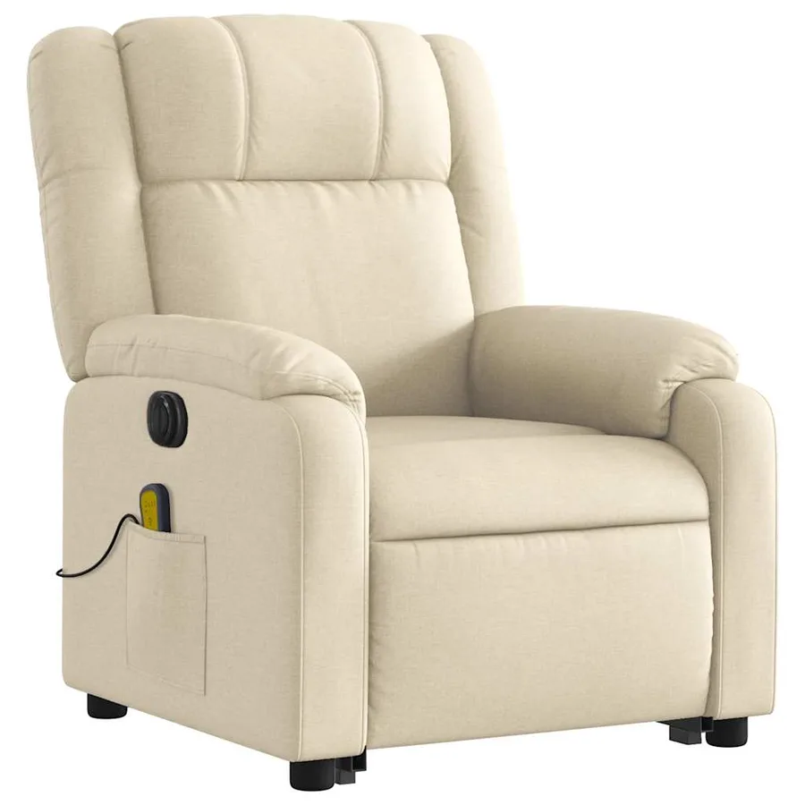Fauteuil inclinable de massage électrique Crème Tissu - 4