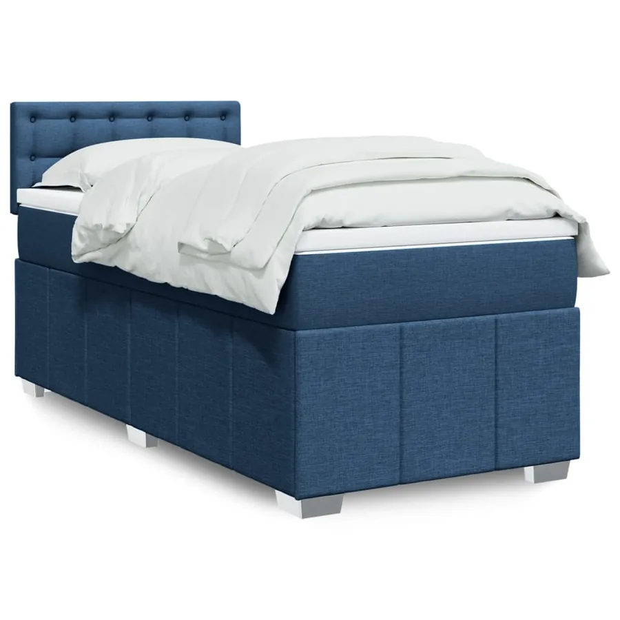 Sommier à lattes de lit avec matelas Bleu 100x200 cm Tissu