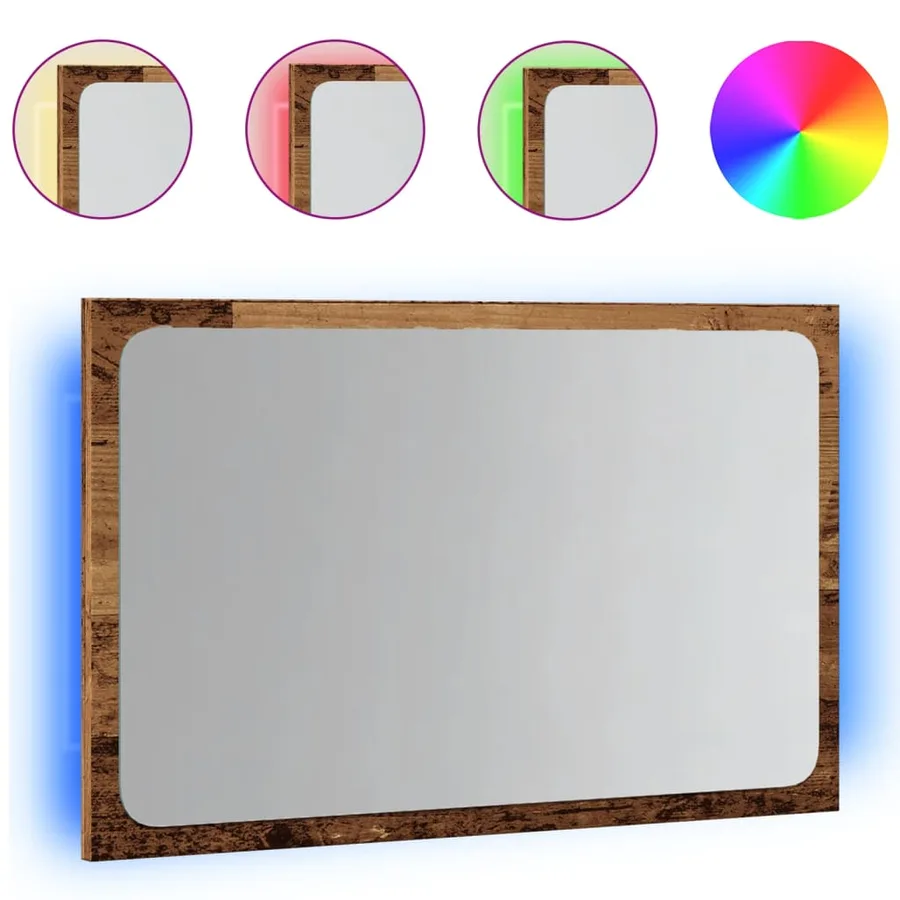 Miroir de salle de bain avec lumière LED vieux bois 60x8,5x38cm - 2