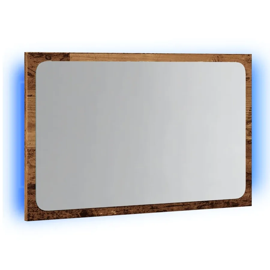 Miroir de salle de bain avec lumière LED vieux bois 60x8,5x38cm - 3