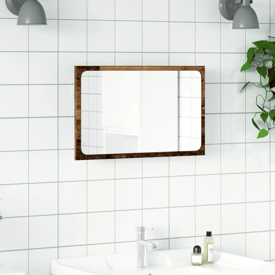 Miroir de salle de bain avec lumière LED vieux bois 60x8,5x38cm - 4