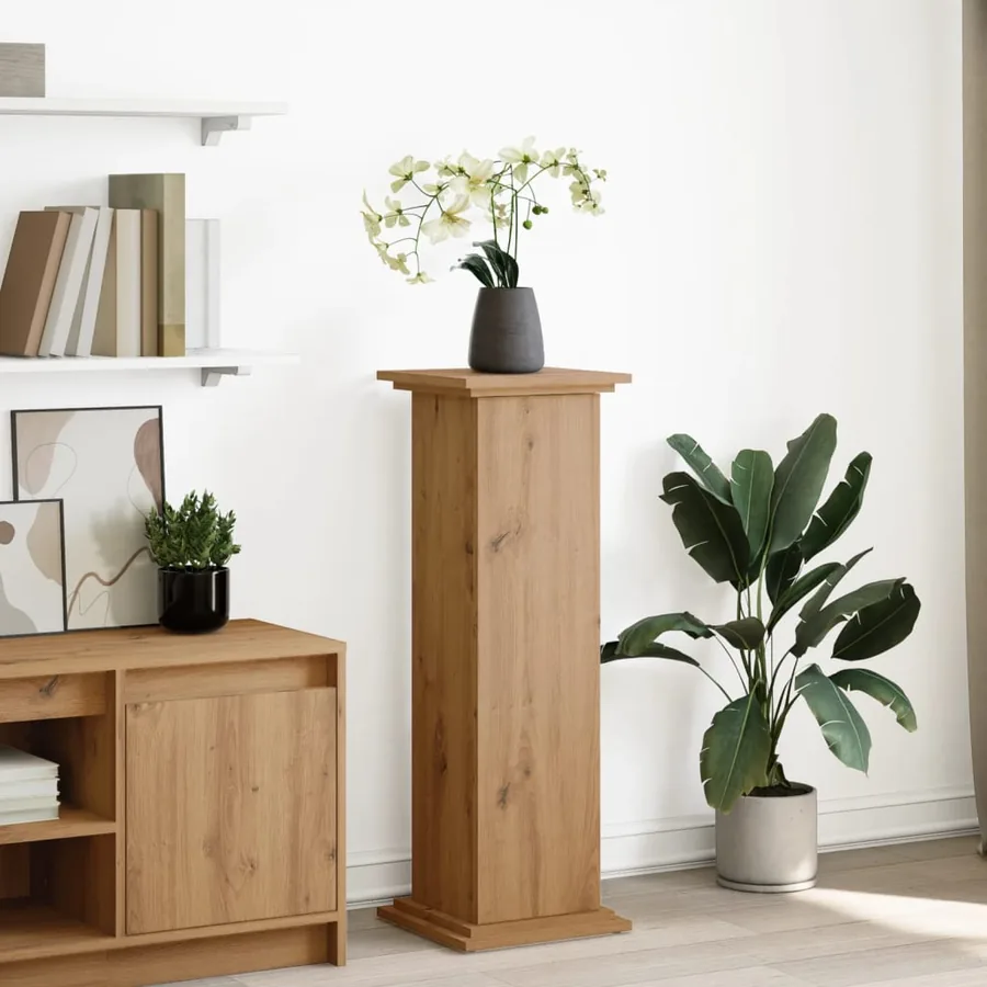 Piédestal avec rangement chêne artisanal bois d'ingénierie
