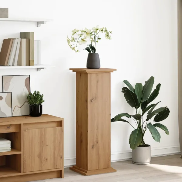 Piédestal avec rangement chêne artisanal bois d'ingénierie