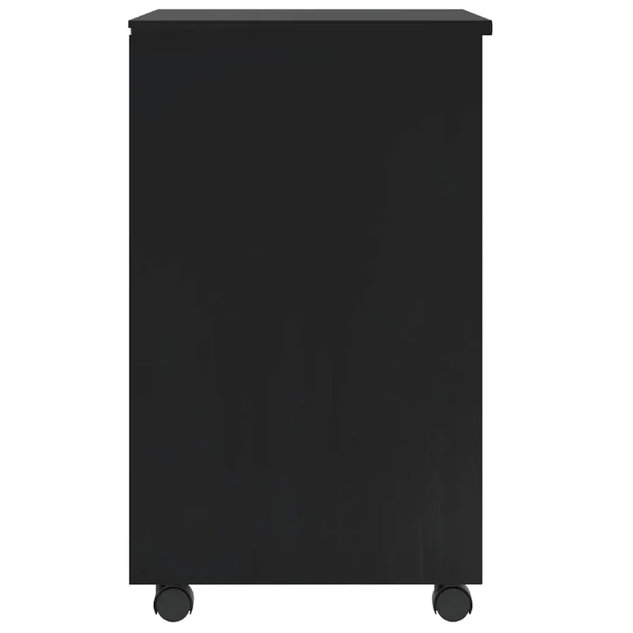 Armoire roulante avec tiroirs MOSS noir bois de pin solide - 4