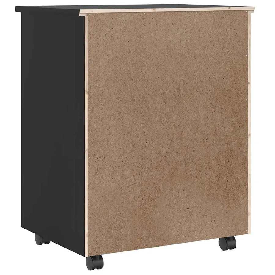 Armoire roulante avec tiroirs MOSS noir bois de pin solide - 5