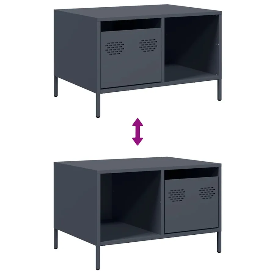 Table basse anthracite 68,5x50x43,5 cm acier laminé à froid - 10