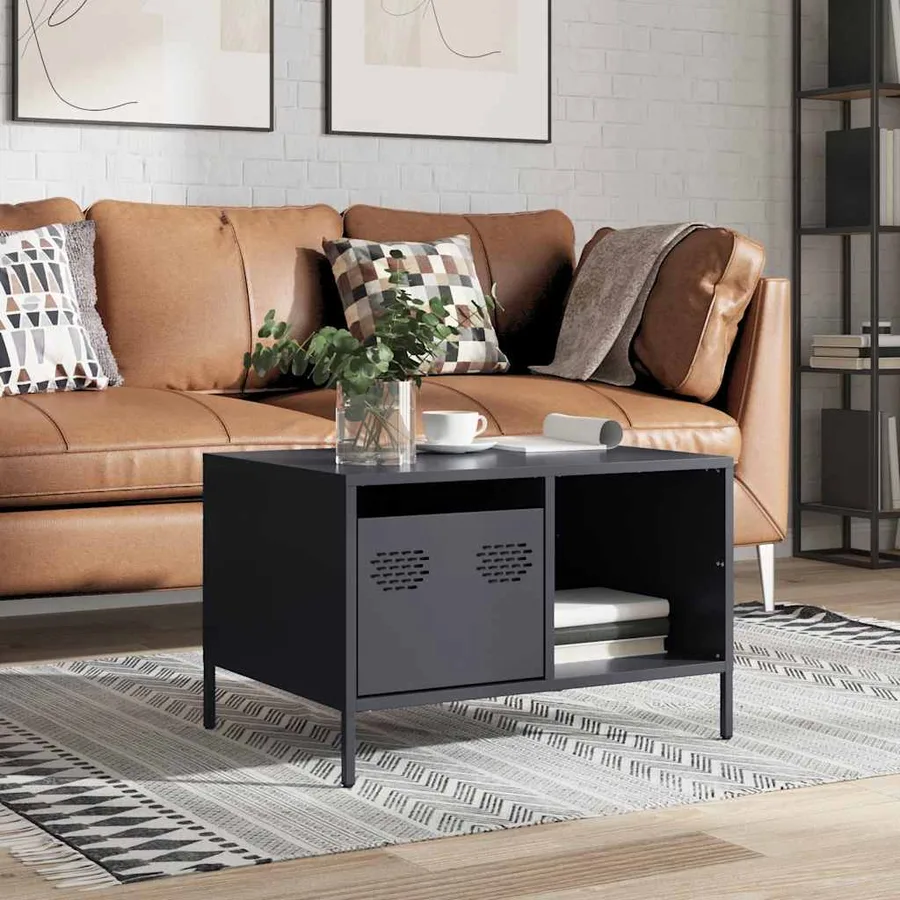 Table basse anthracite 68,5x50x43,5 cm acier laminé à froid - 3