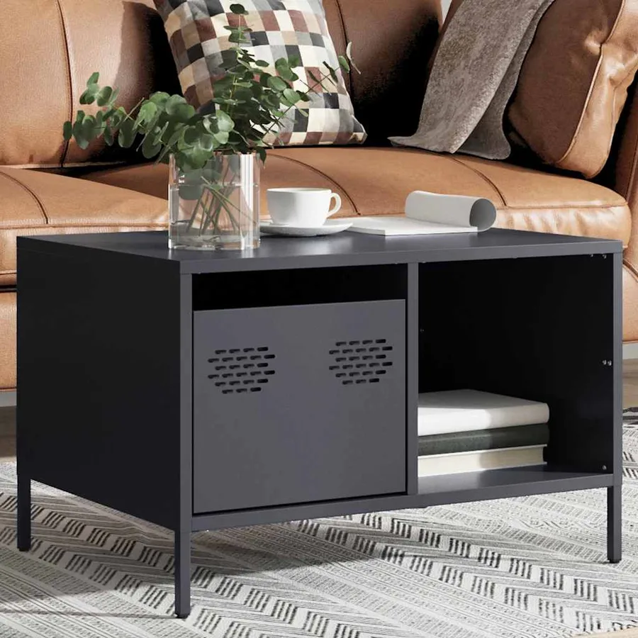 Table basse anthracite 68,5x50x43,5 cm acier laminé à froid - 4