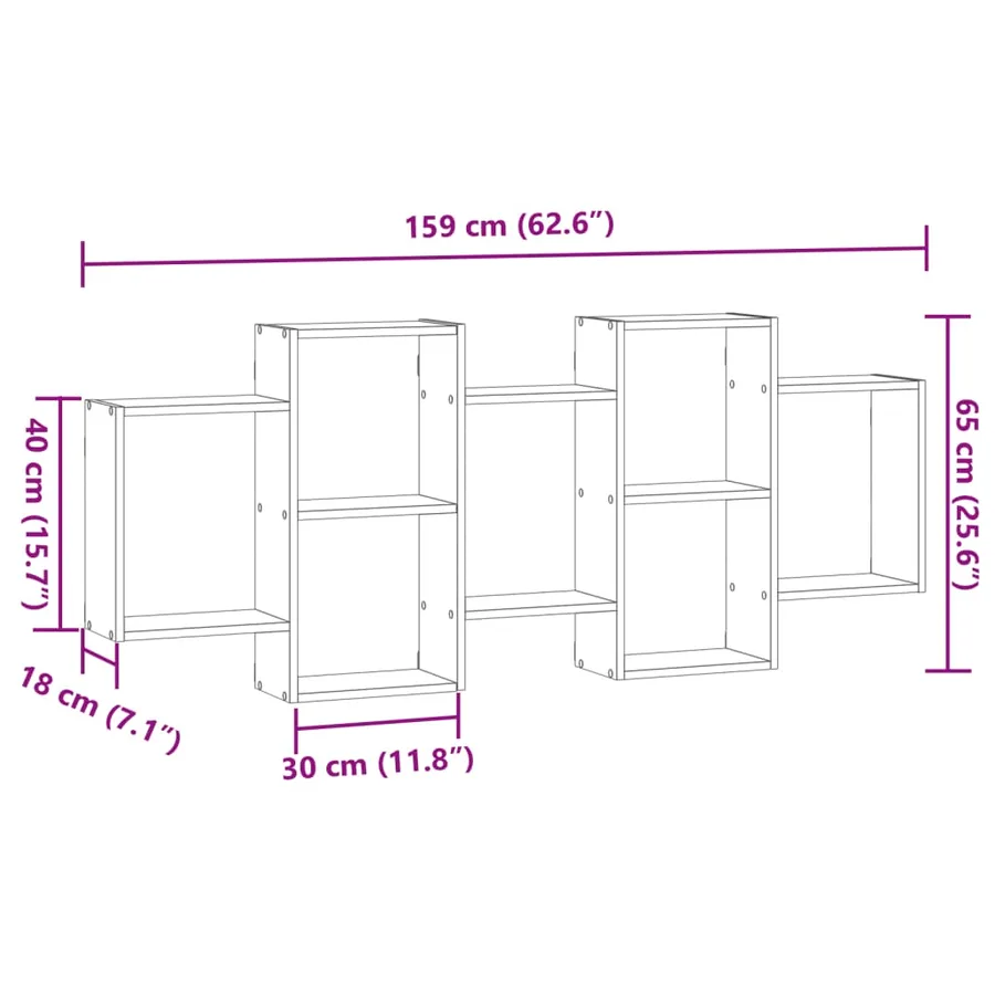 Étagère murale chêne fumé 159x18x65 cm bois d'ingénierie - 10