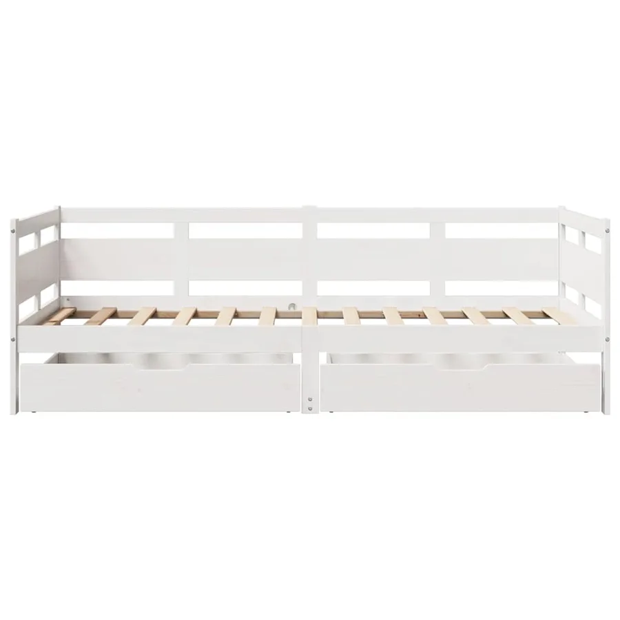 Lit de jour et tiroirs sans matelas blanc 90x200 cm bois massif - 4