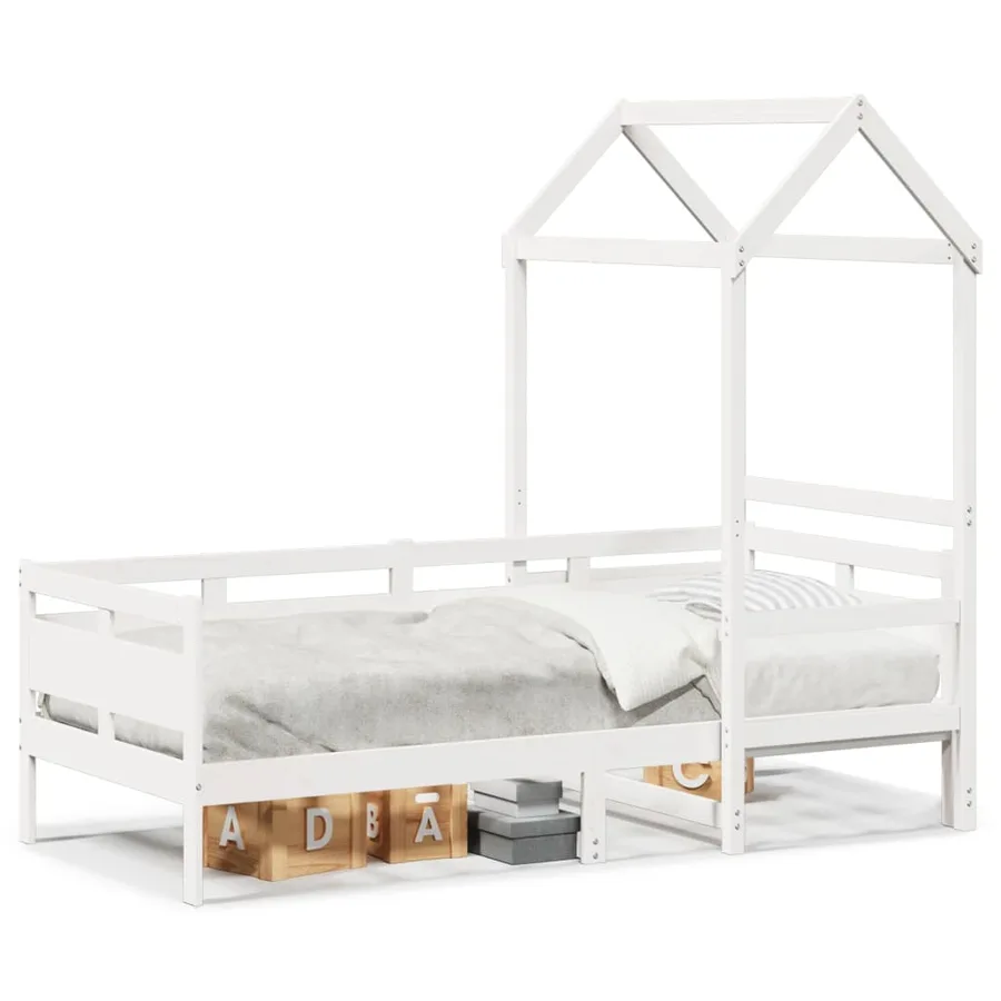 Lit de jour avec toit sans matelas blanc 80x200 cm bois massif - 2