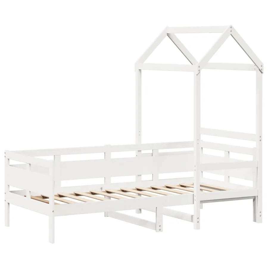 Lit de jour avec toit sans matelas blanc 80x200 cm bois massif - 3