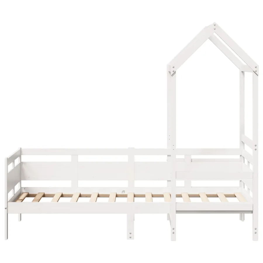 Lit de jour avec toit sans matelas blanc 80x200 cm bois massif - 4