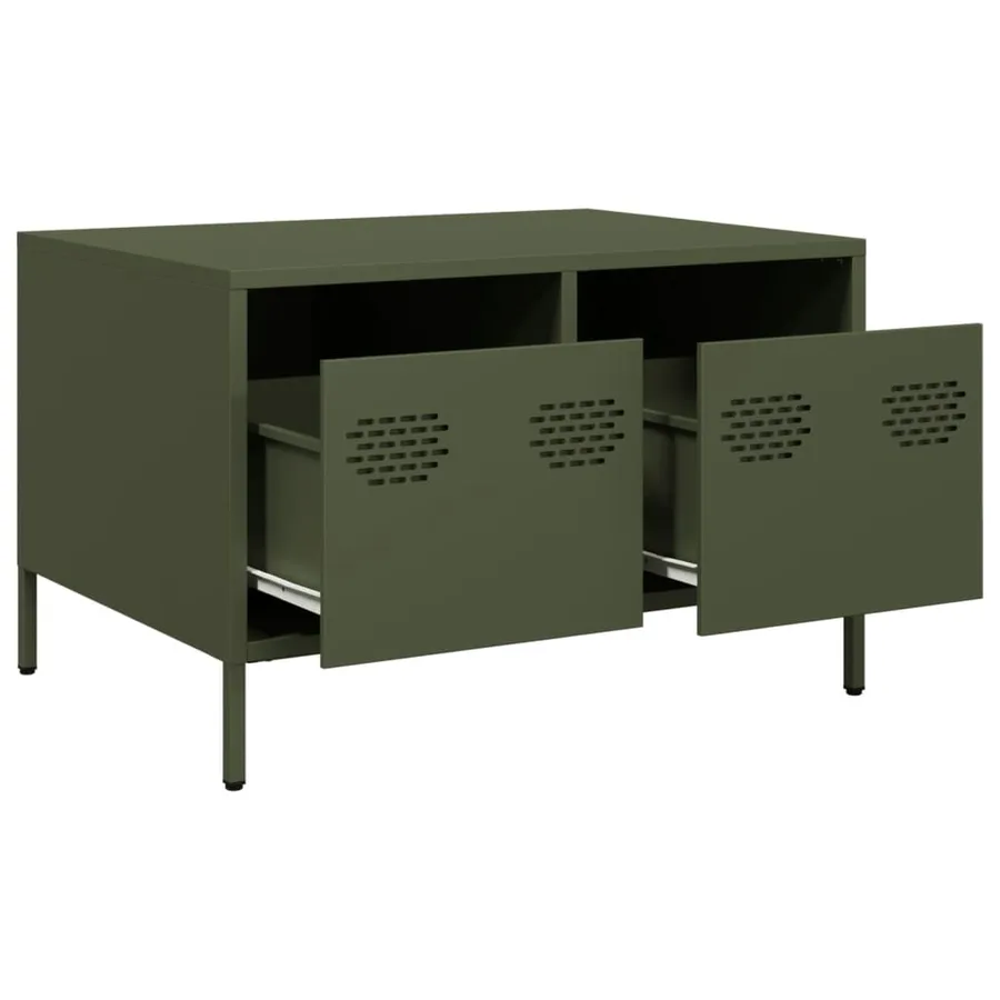 Meuble TV vert olive 68x50x43,5 cm acier laminé à froid - 5