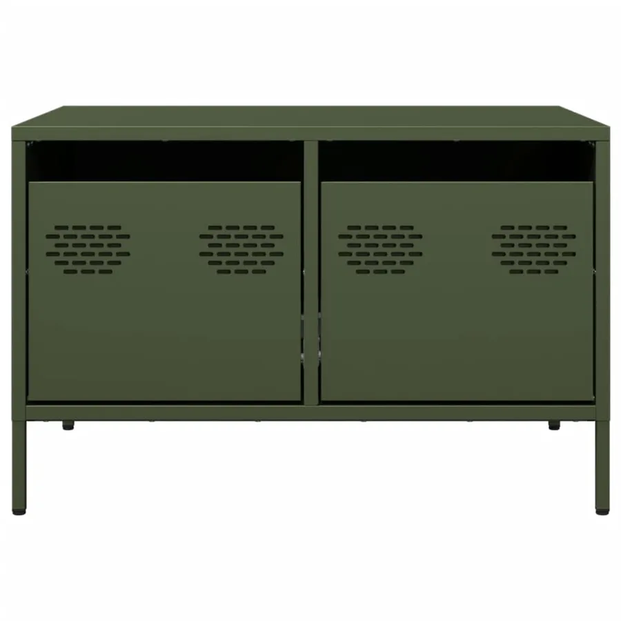 Meuble TV vert olive 68x50x43,5 cm acier laminé à froid - 6
